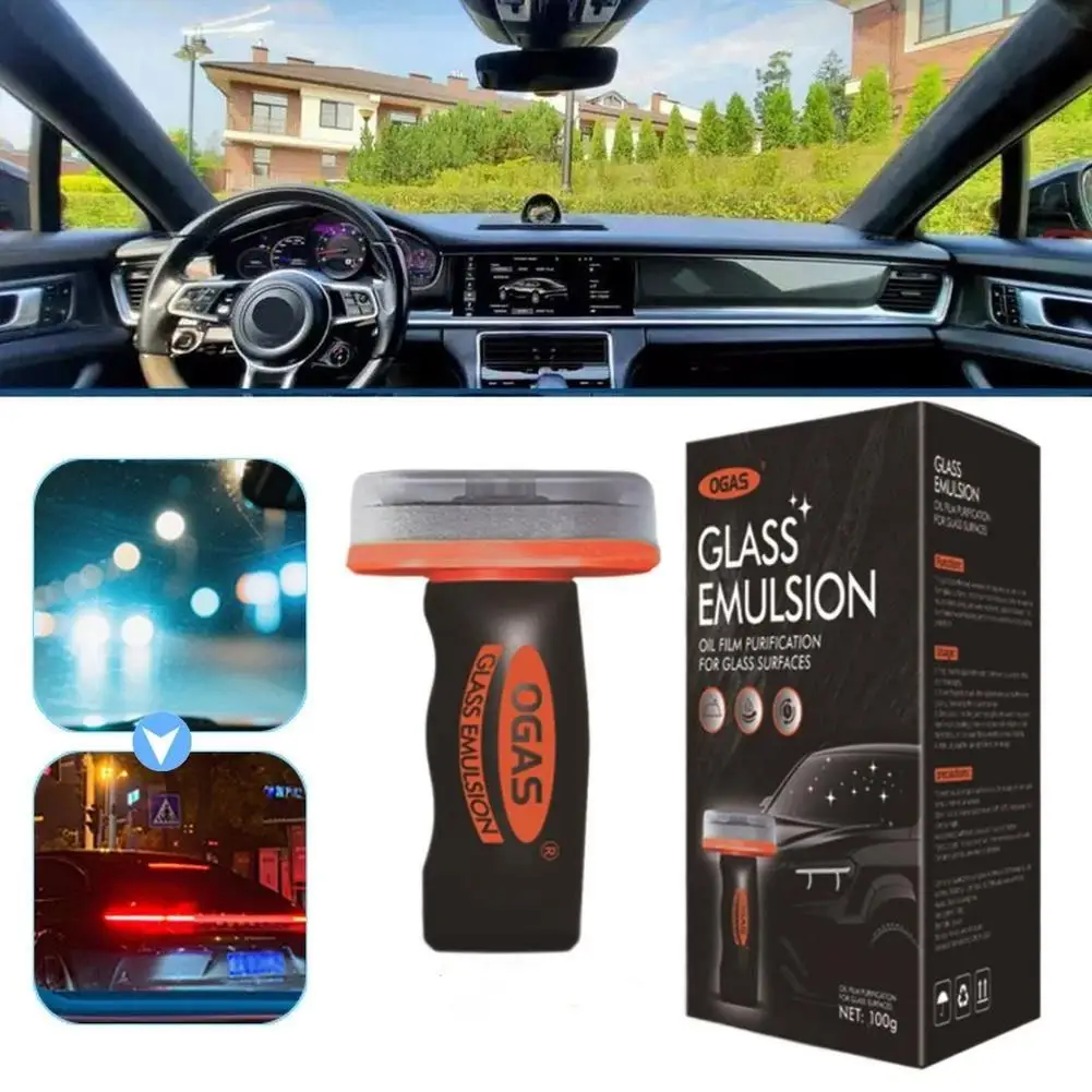 Glass Oil Film Remover for Car, 100ml Roll-On Glass Compound with Cleaning Board, Removes Oil Film & Smudges, Improve Windshield - Image 4