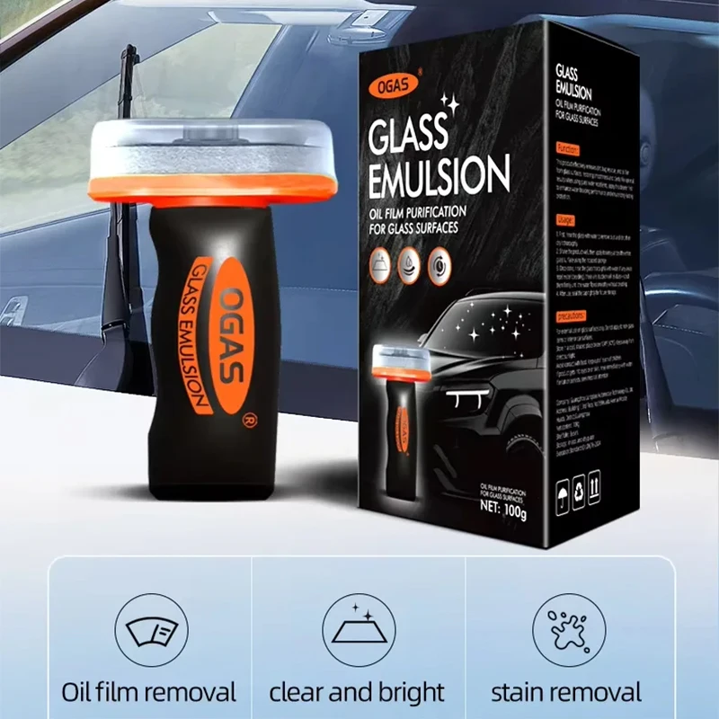 OGAS 100g Car Glass Oil Film Remover Front Windshield Rearview Mirror Side Window Powerful Cleaner Stain Removal Maintenance