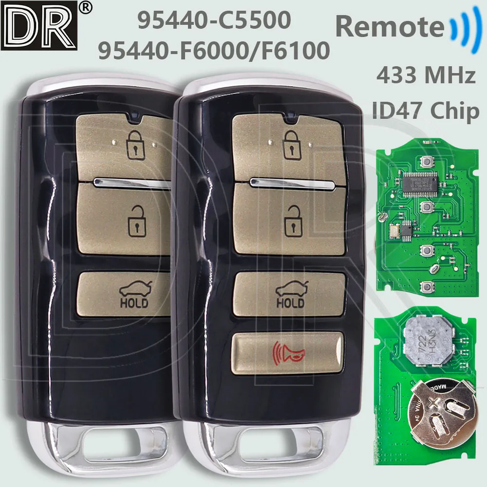 DR 95440-C5500 95440-F6000 95440-F6100 ID47 433MHz Keyless Go Car Remote Key For KIA Sorento 2019 Cadenza 2016-2019