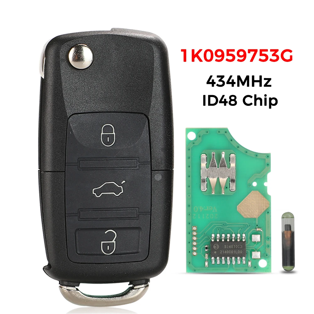 jingyuqin 2/3/4 Buttons 315/434MHz Folding Car Remote Key id48 For VW SEAT Altea Ibiza Leon Toledo T5 1J0959753AG 1K0959753G - Image 7