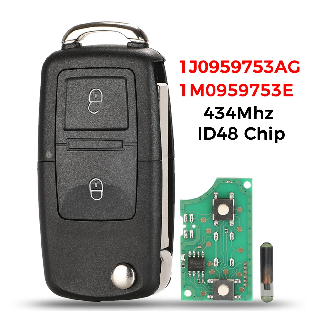 jingyuqin 2/3/4 Buttons 315/434MHz Folding Car Remote Key id48 For VW SEAT Altea Ibiza Leon Toledo T5 1J0959753AG 1K0959753G - Image 8