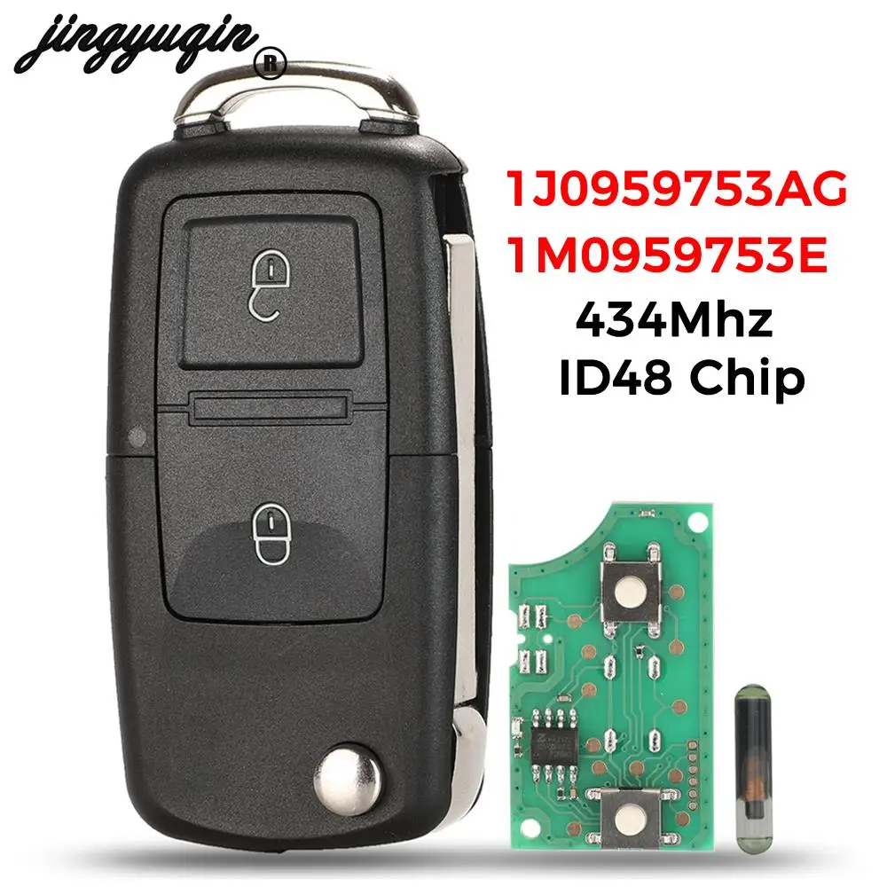 jingyuqin 2/3/4 Buttons 315/434MHz Folding Car Remote Key id48 For VW SEAT Altea Ibiza Leon Toledo T5 1J0959753AG 1K0959753G - Image 2