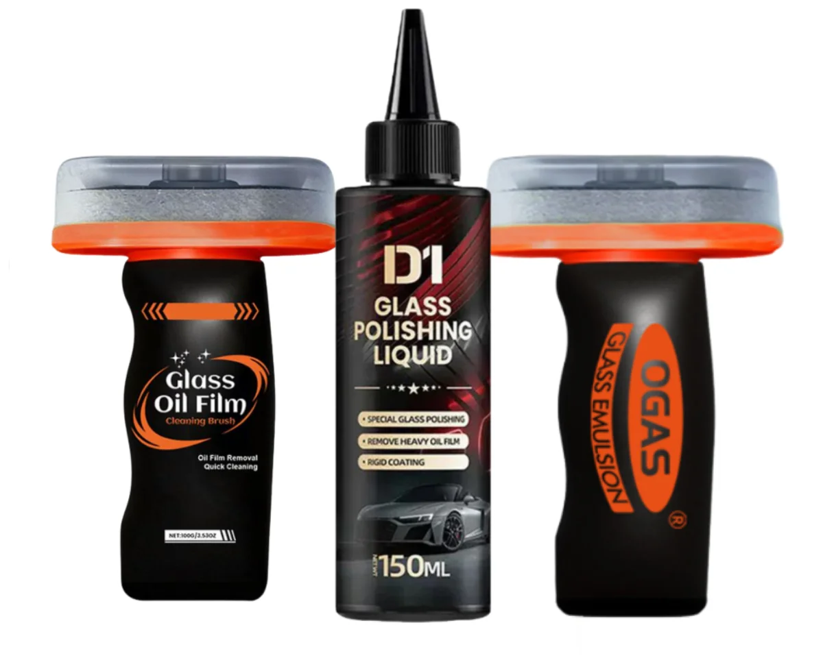 Glass Oil Film Remover for Car, 100ml Roll-On Glass Compound with Cleaning Board, Removes Oil Film & Smudges, Improve Windshield